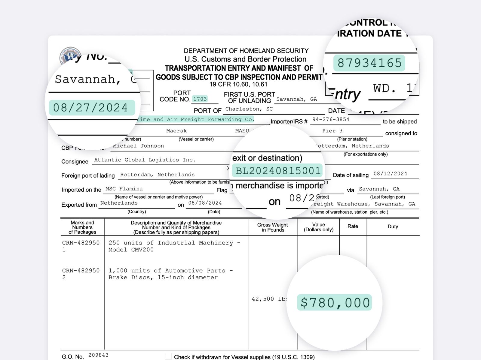 CBP Transportation Entry and Manifest Form - Trade Compliance Document